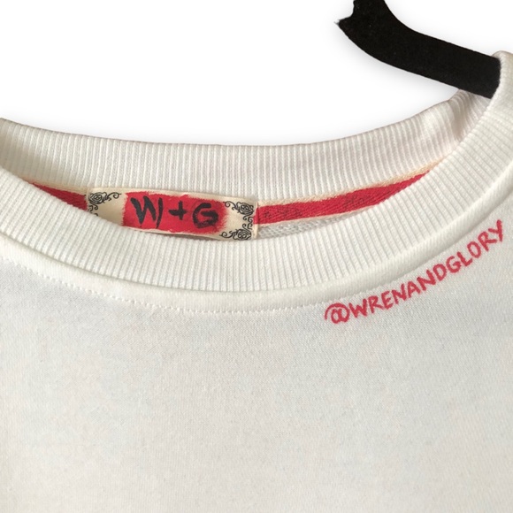 Wren + Glory White Naughty Hand Painted Sweatshirt NWT Christmas One Size - Picture 3 of 7